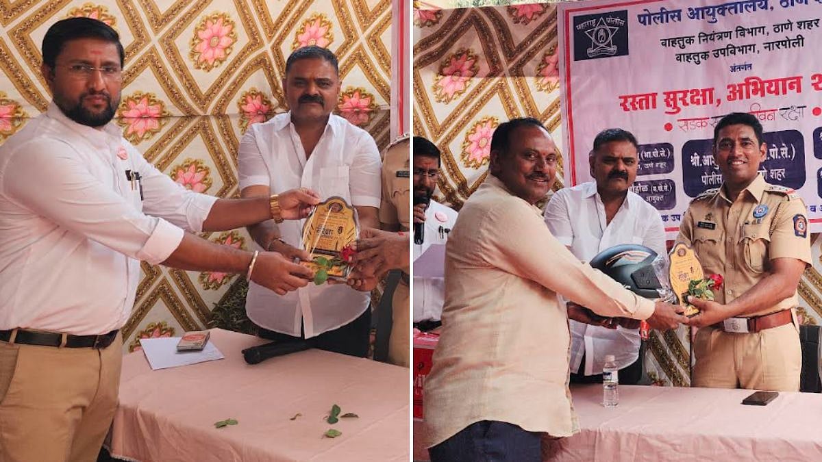 Bhiwandi Traffic Police Distribute Helmets In Road Safety Drive To Curb Two-Wheeler Fatalities 