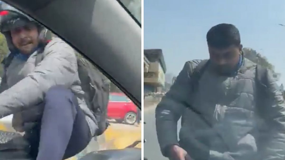 Bengaluru Road Rage: Viral Video Shows Biker Kicking Car Door, Breaking Mirror, Making Obscene...