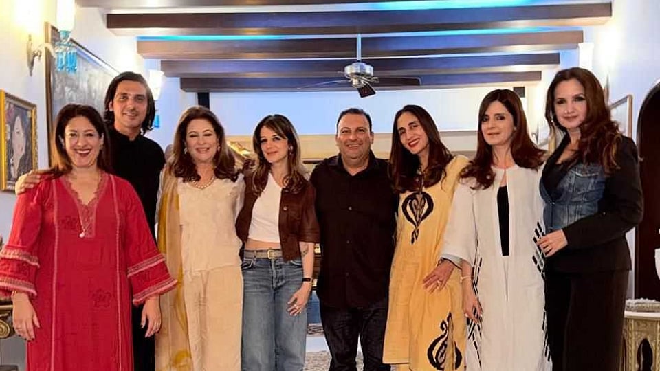 Reza with his cousins Farah, Suzanne, Simone, Laila, and Zayed Khan.