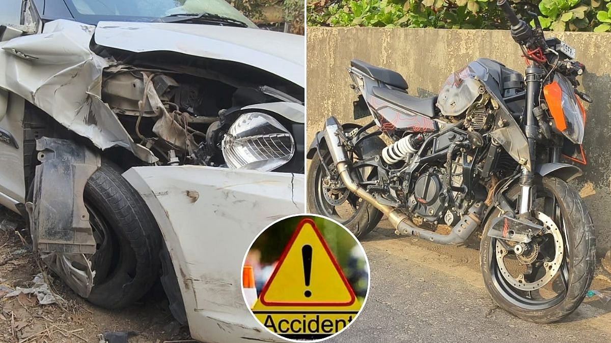 Bhiwandi Tragedy: High-Speed KTM Bike Crashes Into Car On Swargiya Balasaheb Thackeray Flyover, Senior JJ Hospital Doctor Escapes Unhurt 