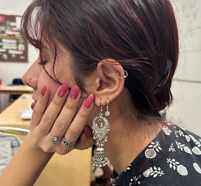 trendy oxidised jhumkas