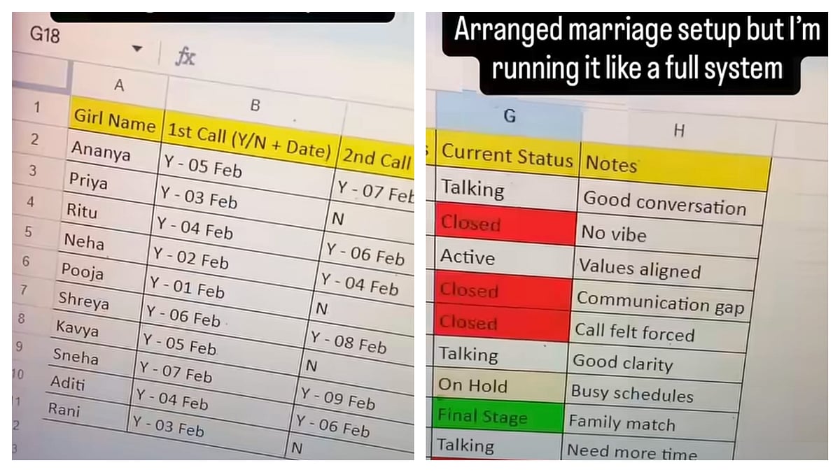 Pune Man Goes Viral For Using Excel Sheet To Track Arranged Marriage Matches