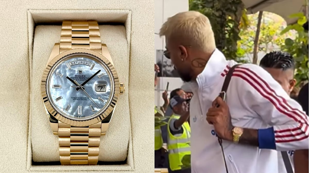 India VC Hardik Pandya Rocks ₹2.25 Crore Rolex Meteorite Watch As He Departs For ICC WC Fixture In Delhi 