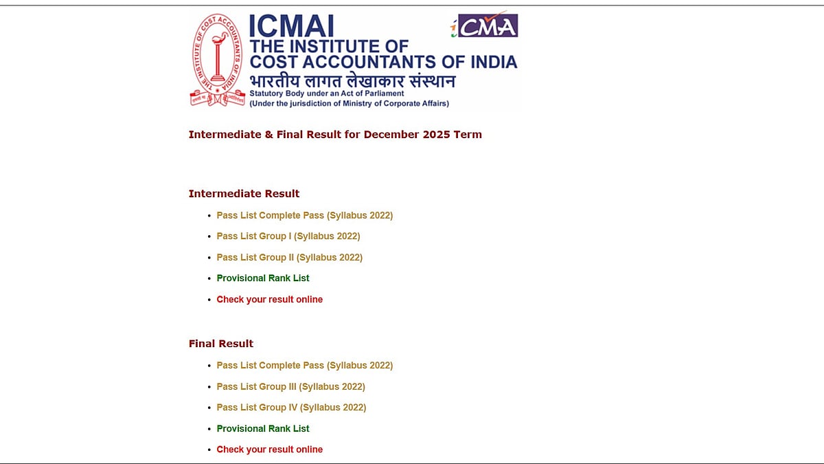 ICMAI CMA December 2025 Inter, Final Results Declared At icmai.in; Direct Link Here 