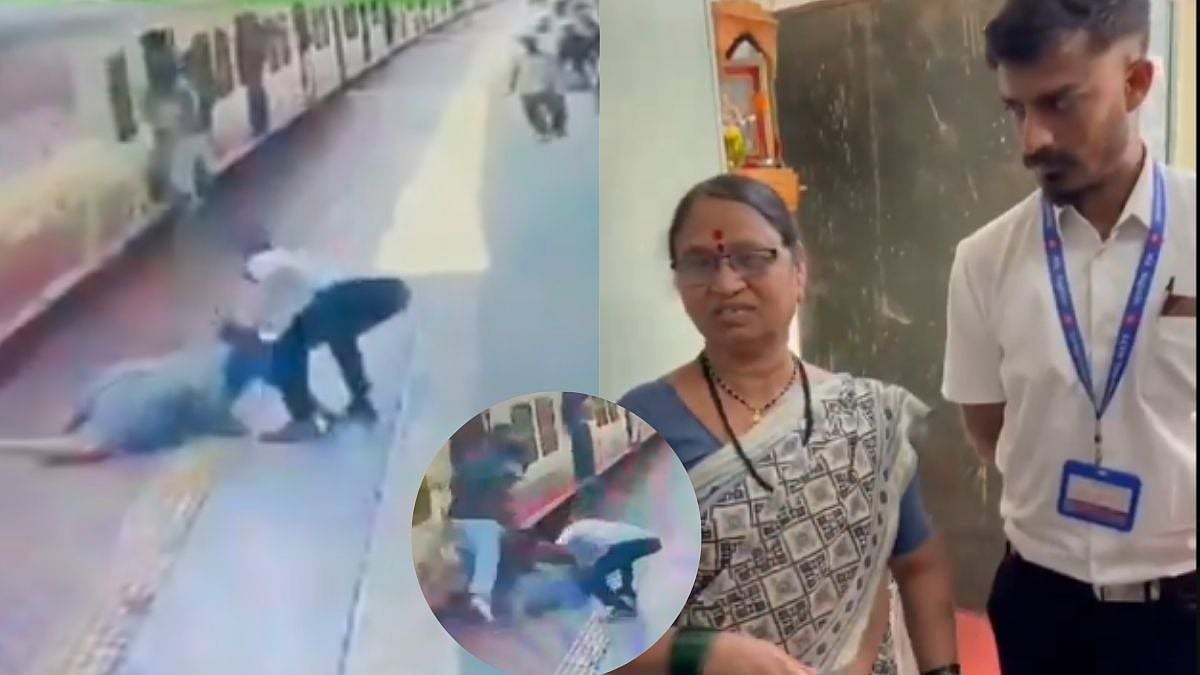 Mumbai Local Train Tragedy Averted As Kurla Ticket Clerk Rescues Elderly Woman While Alighting - VIDEO 