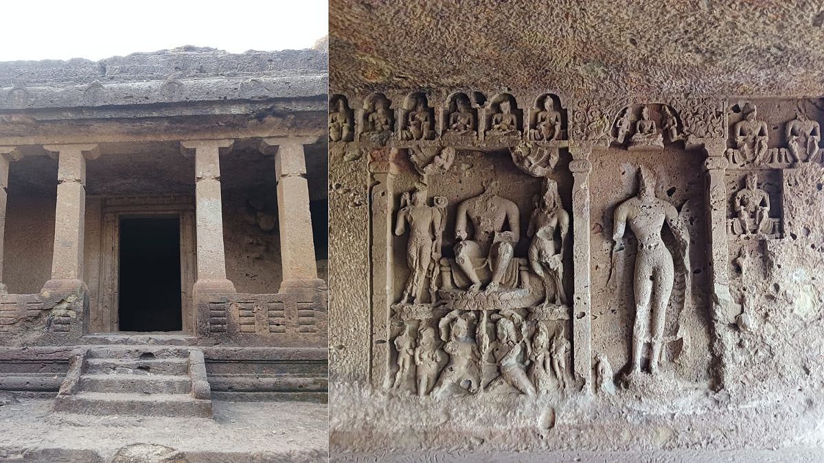The wall carvings of Buddhist gods