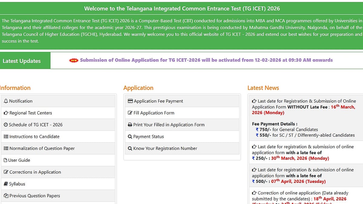 TS ICET 2026: Registration Begins at icet.tgche.ac.in; Last Date to Apply Is March 16, 2026 