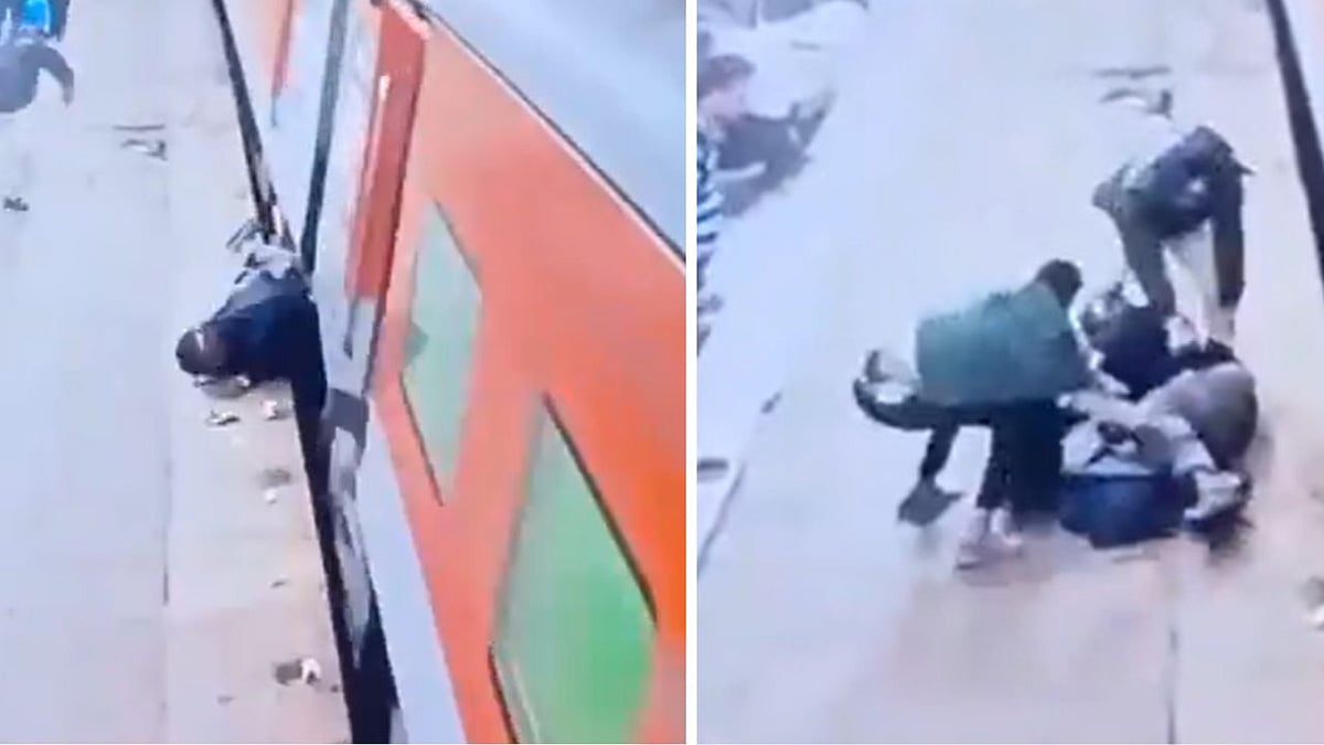 UP: Viral Video Shows RPF Jawan Saves Man From Slipping Under Moving Train At Jhansi Station