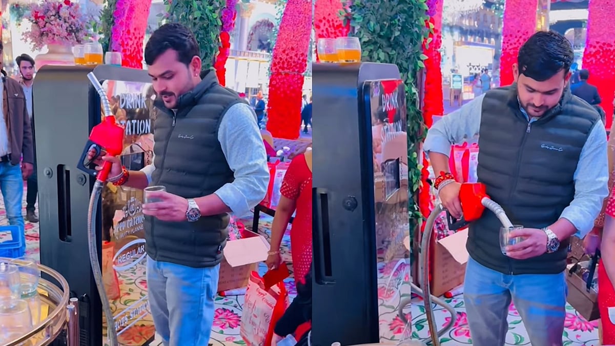 'Only In India': Man Pours Himself A Drink From 'Petrol Pump-Style' Beverage Station At Wedding - Video 