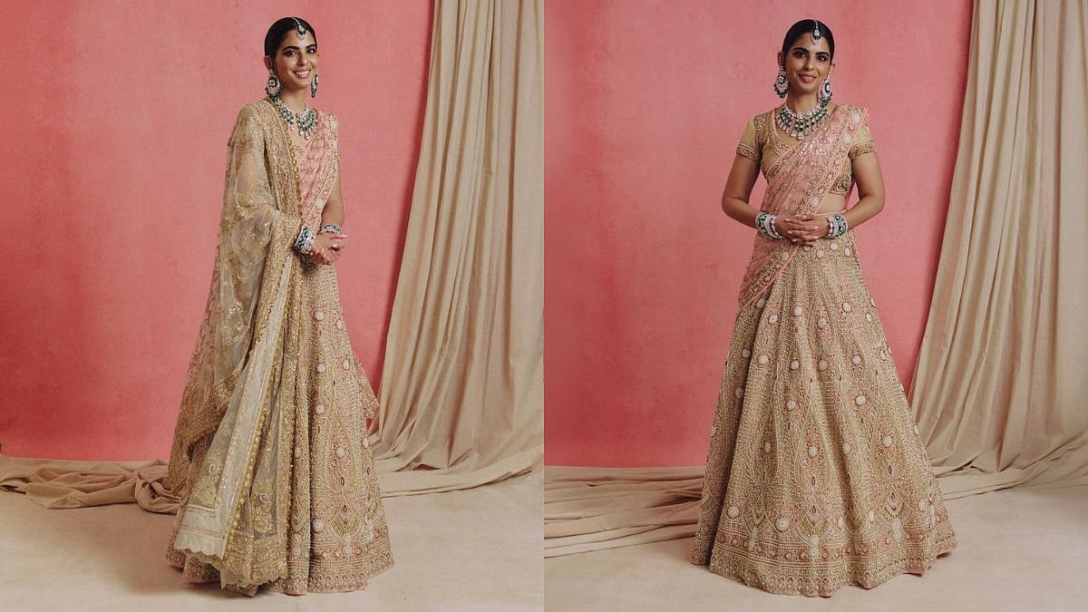 Isha Ambani's Jaw-Dropping Emerald-Diamond Jewels, Champagne-Gold Lehenga Steals The Show At Mumbai Wedding 