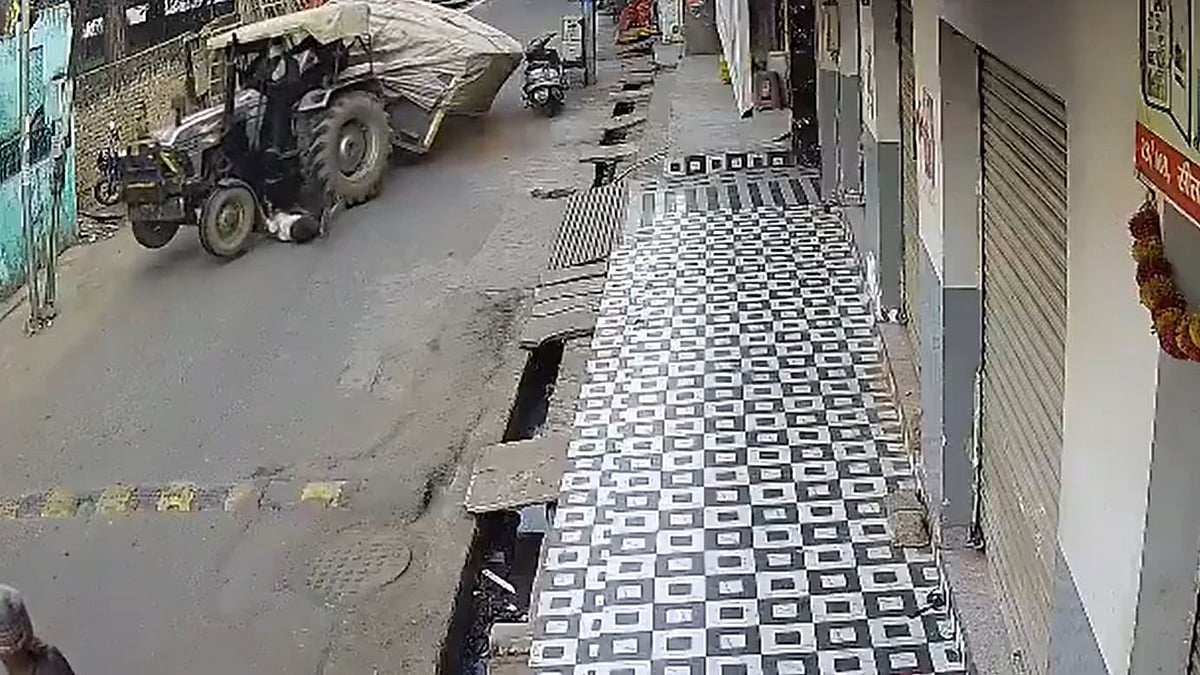 On Camera: Man Narrowly Escapes Death After Road Caves In Under Tractor In Agra