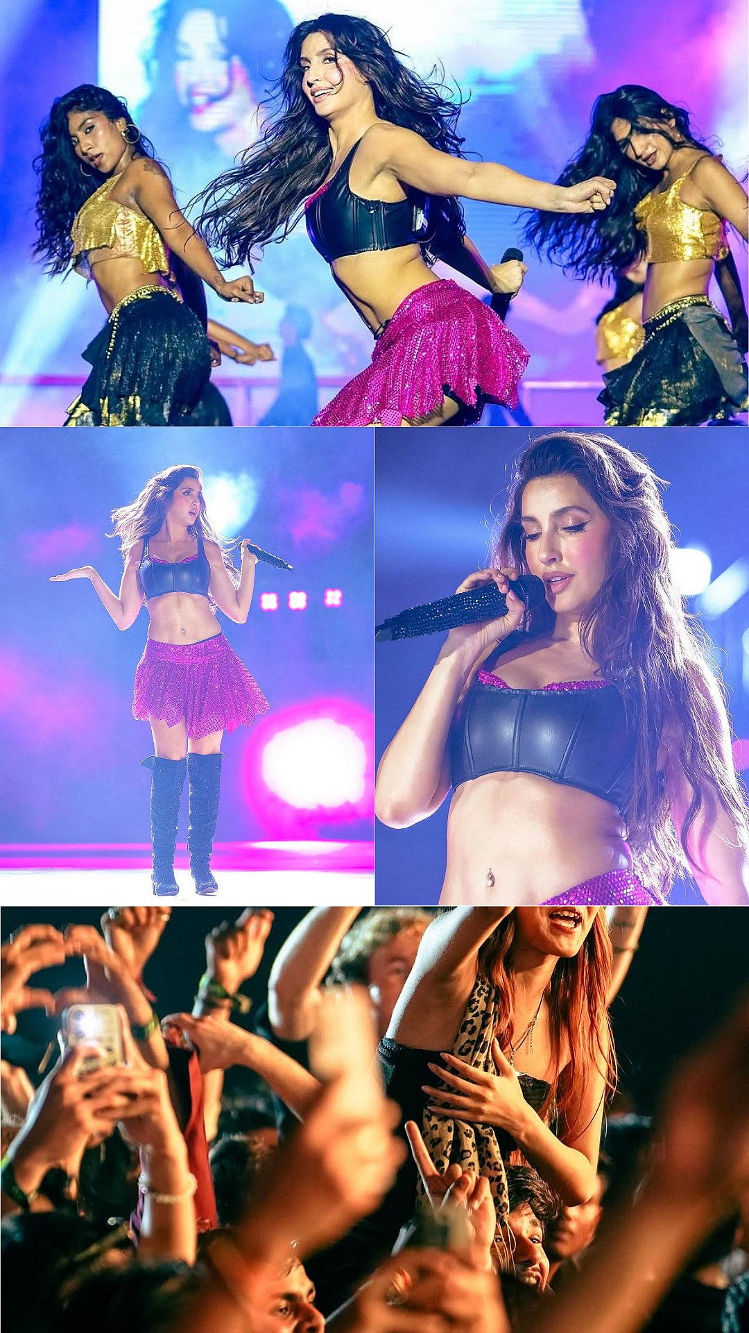 Nora Fatehi Sets Stage On Fire In Hot Pink Mini Skirt & Hit Tracks At College Event In Gujarat 