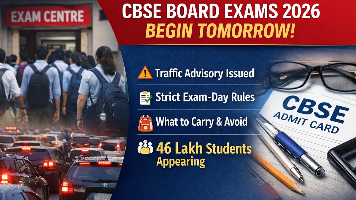 CBSE Board Exams 2026 Begin Tomorrow: Traffic Advisory, Strict Rules, What To Carry & Avoid; 46 Lakh Students To Appear 