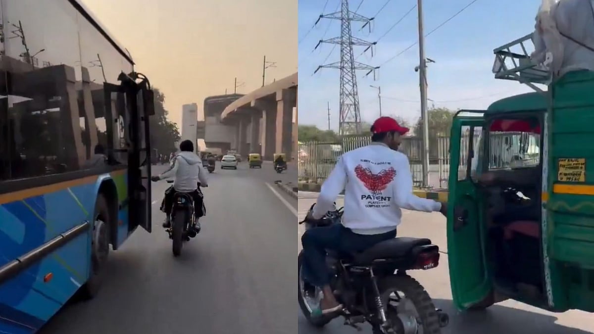 Outrageous! Delhi Teen Opens Doors Of Moving Bus & Cars For Views On Reel; Sparks Safety Concerns Of Commuters 