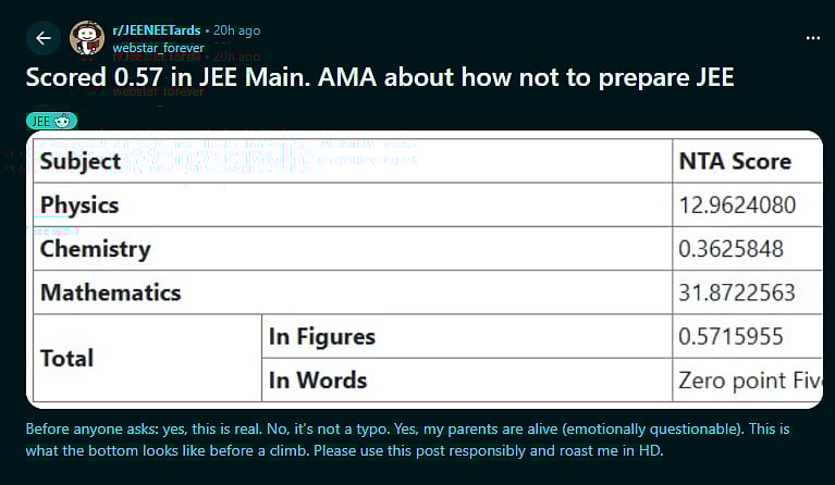 Reddit Viral Post Says, “Ask Me Anything But How Not to Prepare for JEE”