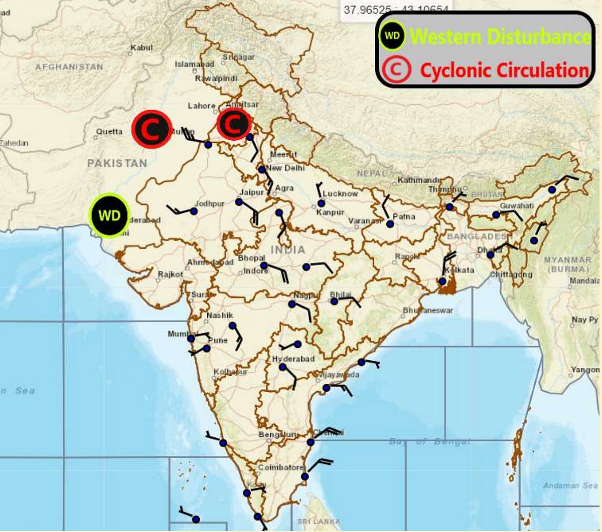Western Disturbances affecting Madhya Pradesh at present.