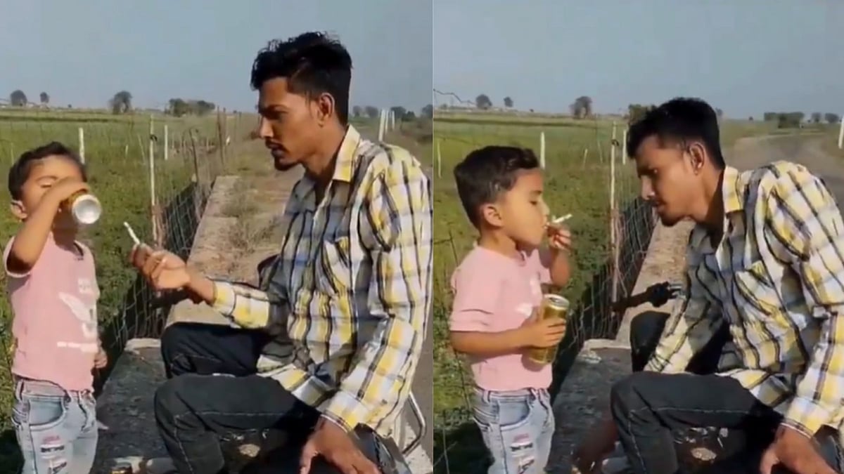 'Is He Insane?' Rajasthan Man Offers Cigarette & Canned Drink To Small Child For Reel; Viral Video Sparks Outrage - Watch 