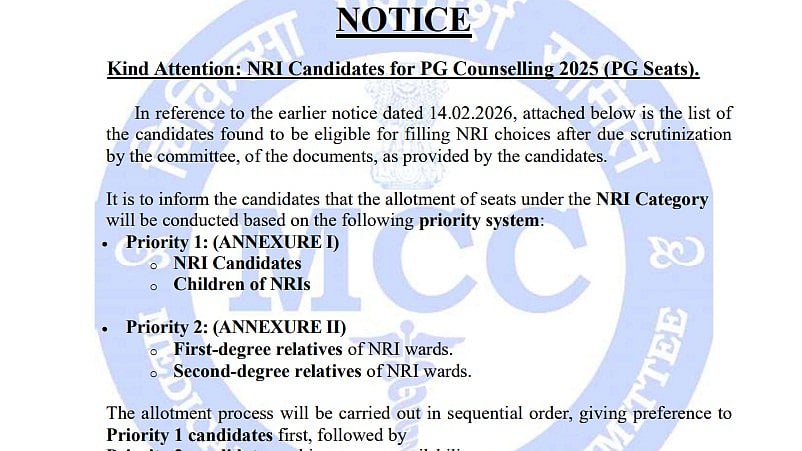 MCC Introduces Priority System for NRI Candidates in NEET PG Counselling 2025; Check Official Notification Here 