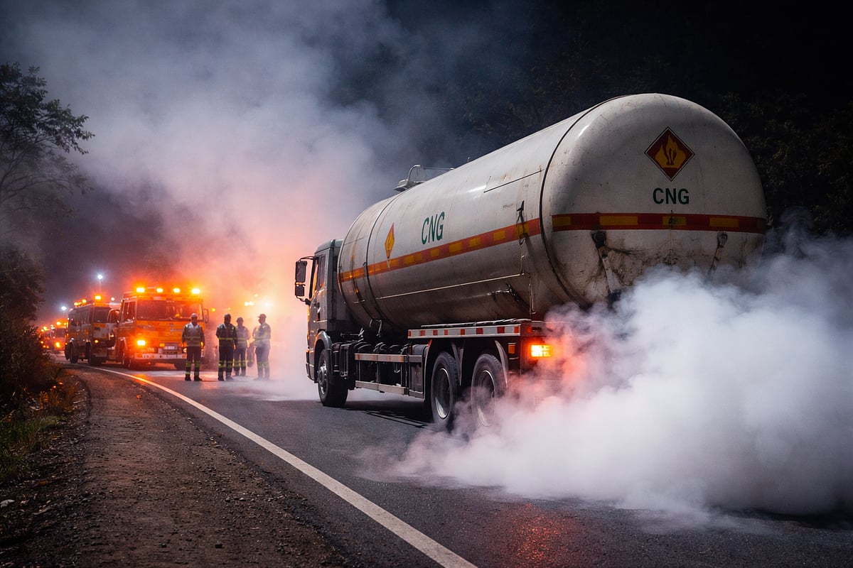 Major CNG Gas Leak On Mumbai-Goa Highway Averted Near Ratnagiri 