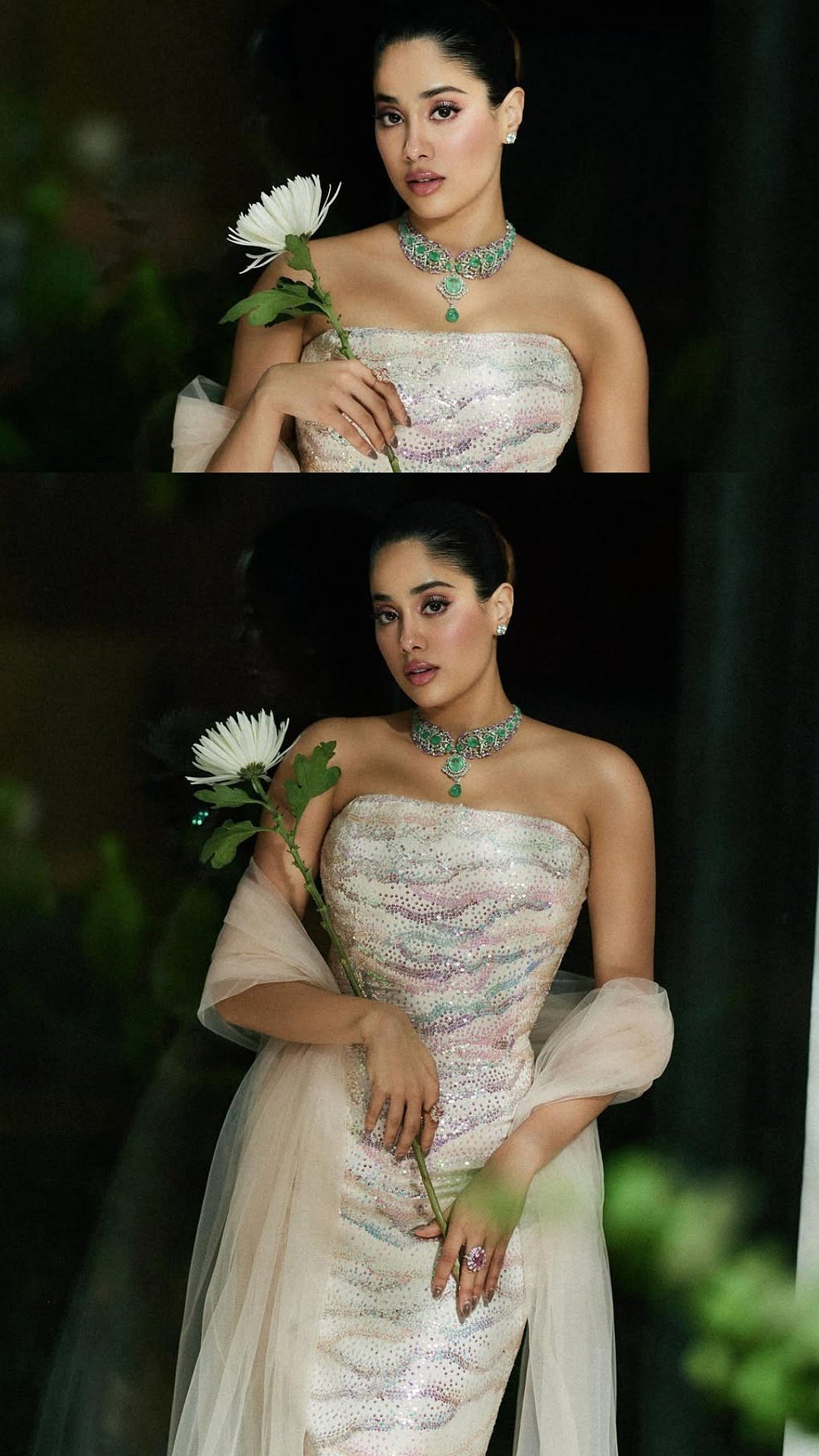 Janhvi Kapoor Turns Rahul Mishra Muse In Jaw-Dropping Hand-Embroidered Sequinned Gown And Emerald Necklace