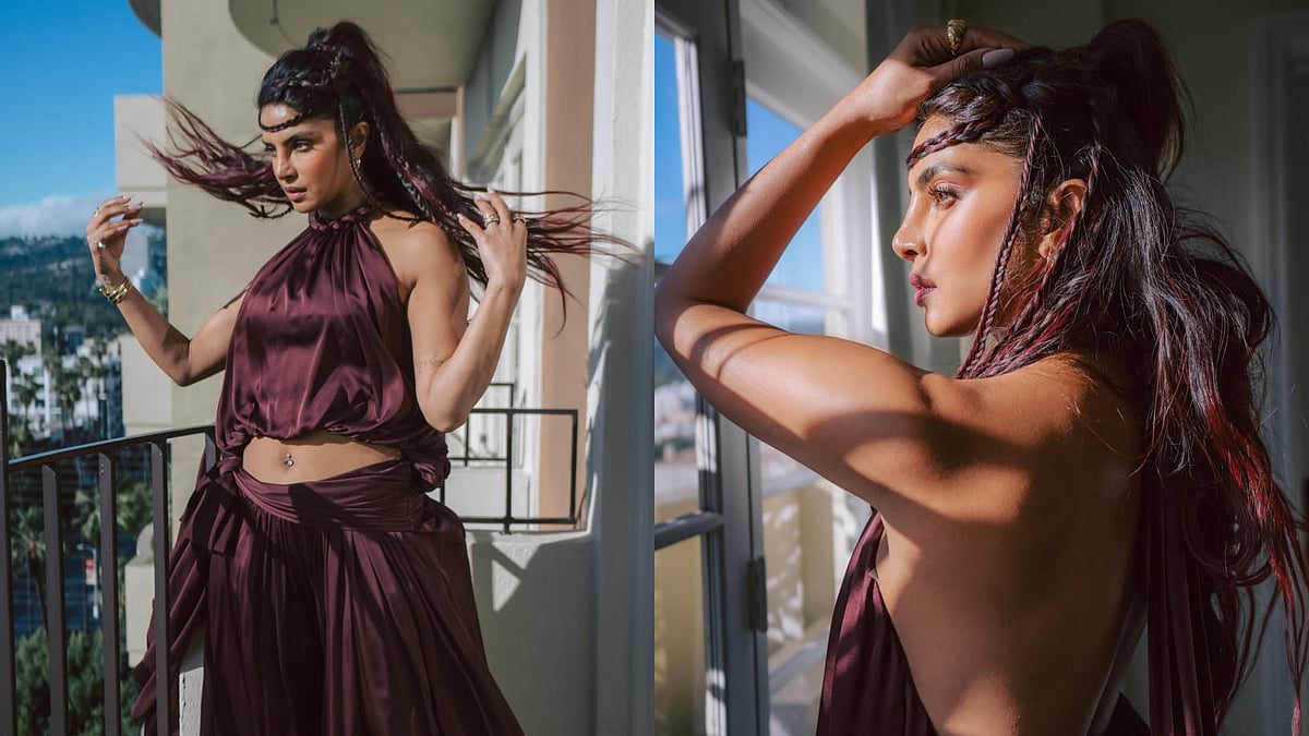 Priyanka Chopra Rocks ₹2.21 Lakh Dhoti-Style Pants, Halter-Neck Top With Braids At The Bluff Press Tour 