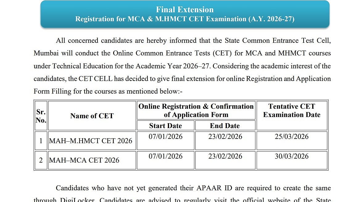 MAH MHMCT CET & MAH MCA CET 2026: Application Window Ends Tomorrow; Last Chance To Apply 