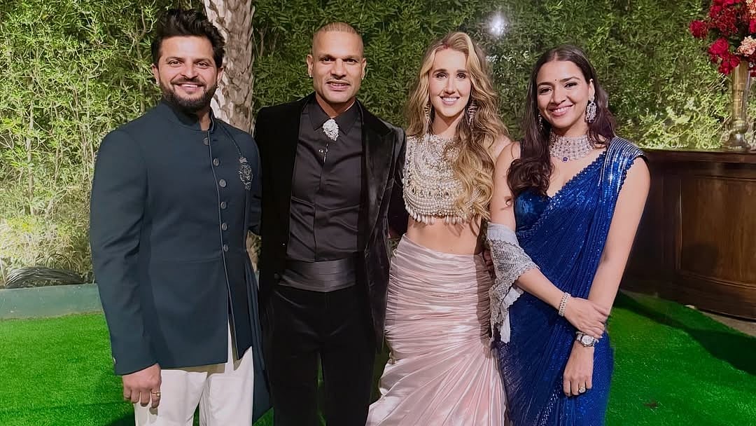 Shikhar Dhawan And Sophie Shine's Wedding Reception Photo Go Viral: Check Out Newlyweds' New Look In Black-Pink Ensembles 