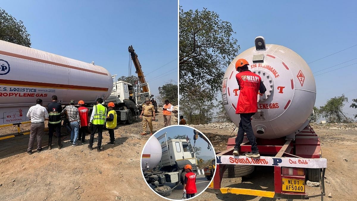 Mumbai–Pune Expressway Disaster Averted: 21-Tonne Propylene Gas Tanker Crashes On Borghat Stretch, Raising Fresh Safety Concerns 