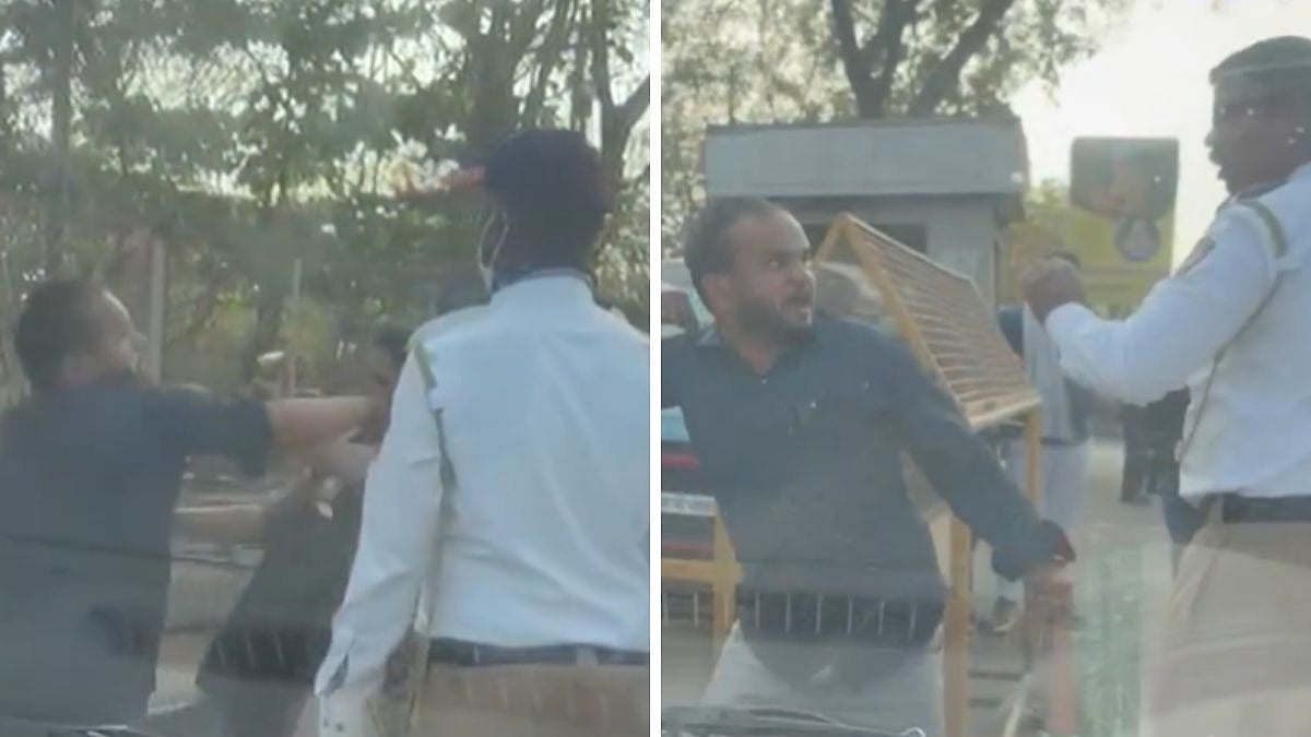 Viral Video: Drunk Man, Wife Assault On Duty Traffic Cop At High Court Signal In Maharashtra's Chhatrapati Sambhajinagar; Case Filed 