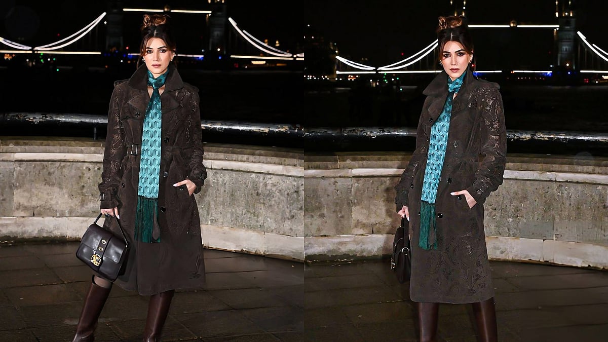 Kriti Sanon Is No Less Than A Runway Model At Burberry London Fashion Week Show In Mocha Trench Dress, Blue Scarf 