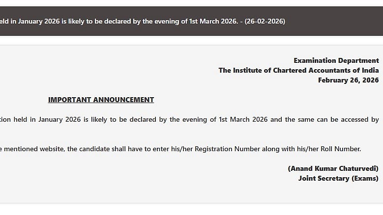 ICAI CA Final January 2026 Result Likely To Be Declared On March 1 At icai.nic.in; Login Details Required To Check Scores 