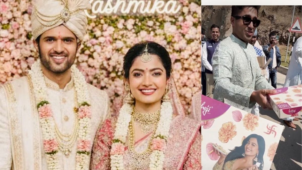 Vijay Deverakonda & Rashmika Mandanna Tie The Knot, Team Distributes Sweets To Media After Wedding– Watch VIDEO 