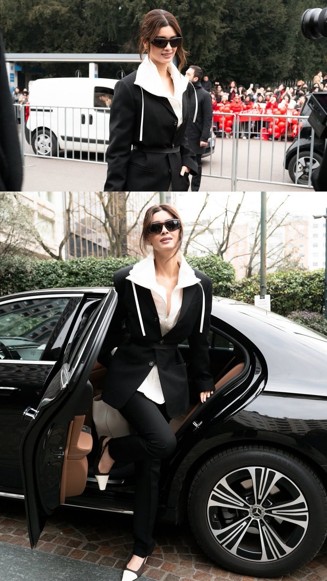 Diana Penty Arrives At Milan Fashion Week Looking No Less Than A Chic Business Lady In A Pant Suit