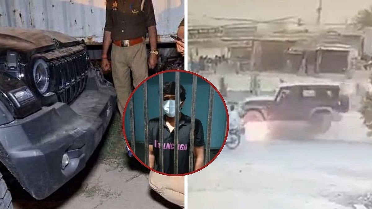 Caught On Cam: Speeding Thar Drags Motorcycle For 10 KM After Fleeing From Greater Noida Petrol Pump Without Paying; 22-YO Driver Arrested