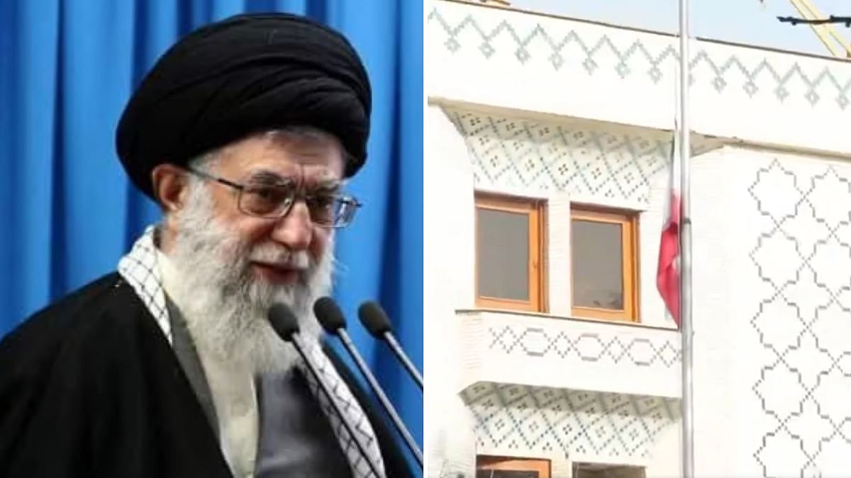 Iranian Embassy In New Delhi Lowers Flag To Half-Mast To Honour The Late Supreme Leader Ayatollah Ali Khamenei After Fatal Airstrikes In Tehran | Video 