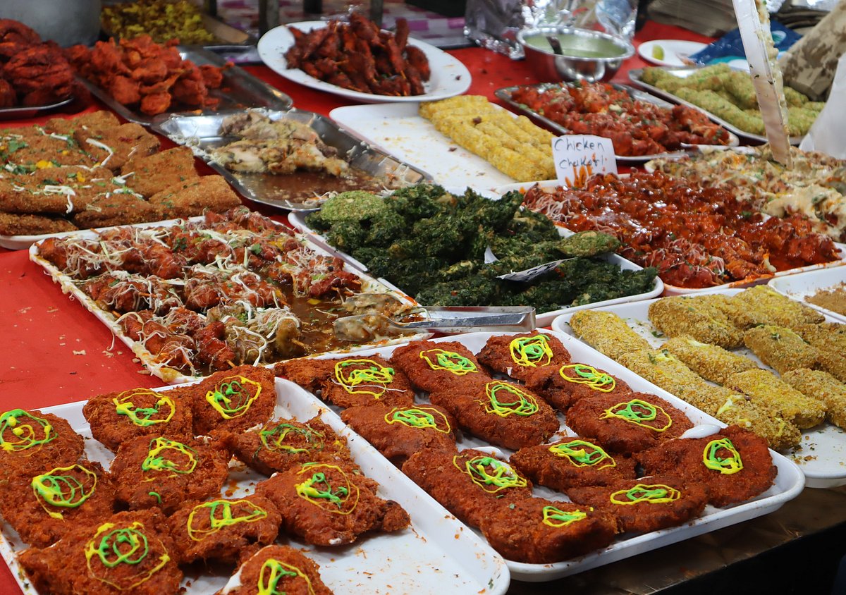 The streets remain crowded until late at night