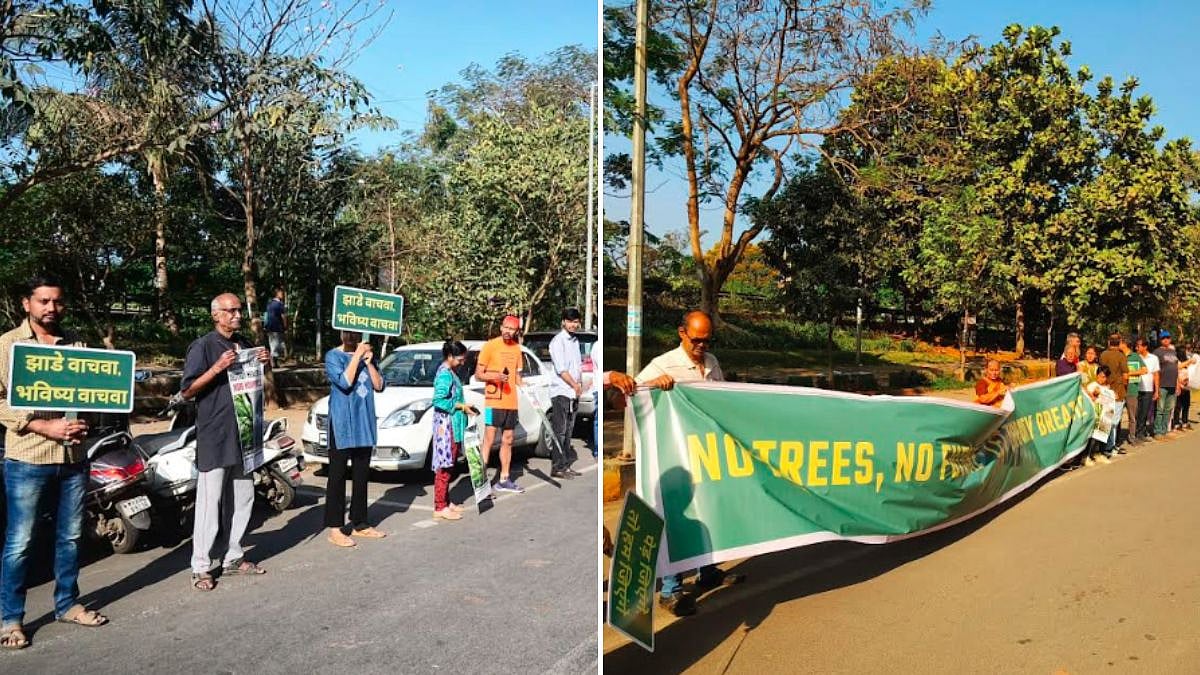 'Ped Jiyenge Toh Hum Jiyenge': Massive Human Chain In Navi Mumbai Demands Greener Alternative To Underpass 