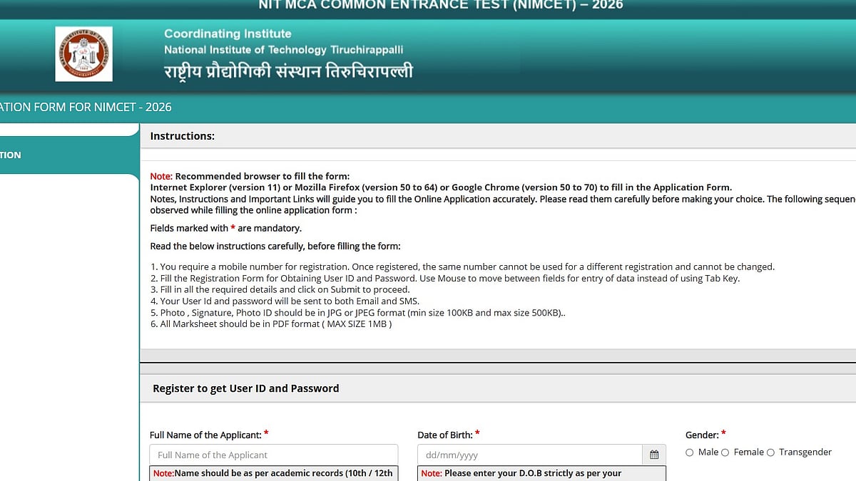 NIMCET 2026 Registration Begins At nimcet.admissions.nic.in; Apply By May 1 