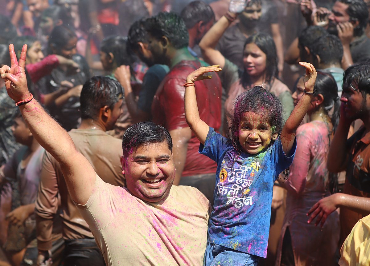 People from all age group came together to celebrate the festival of colours.