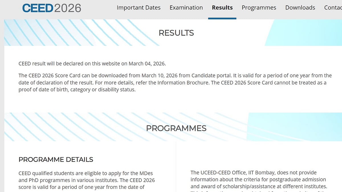 IIT Bombay To Release CEED 2026 M.Des Result Today At ceed.iitb.ac.in; Scorecards Available From March 10 