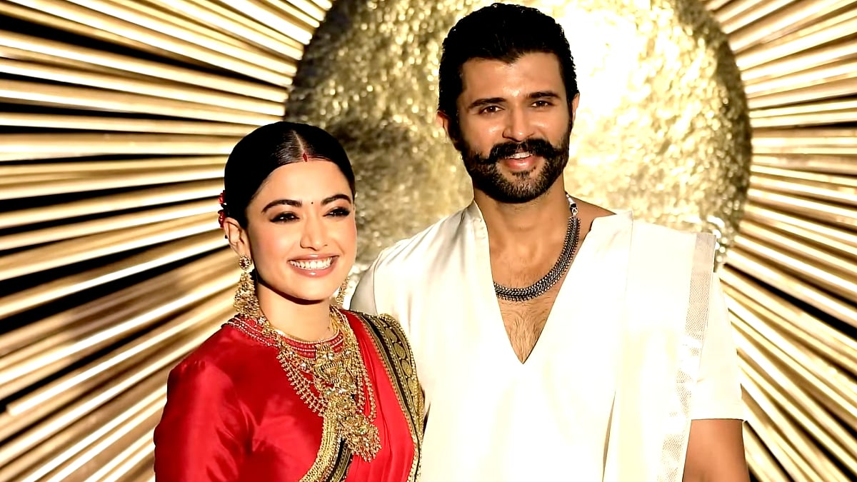 Rashmika Mandanna Stuns In Red Saree, Vijay Deverakonda Dons Ivory Dhoti At Wedding Reception In Hyderabad- VIDEO 