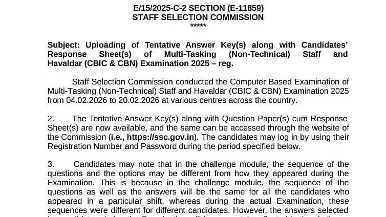 SSC MTS 2026 Answer Key Objection Window Live At ssc.gov.in; Candidates Can Challenge Till March 6 