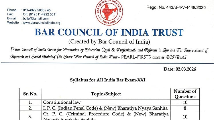 Bar Council Of India Releases AIBE 21 Syllabus At allindiabarexamination.com; Check Subject-Wise Weightage & Exam Pattern 