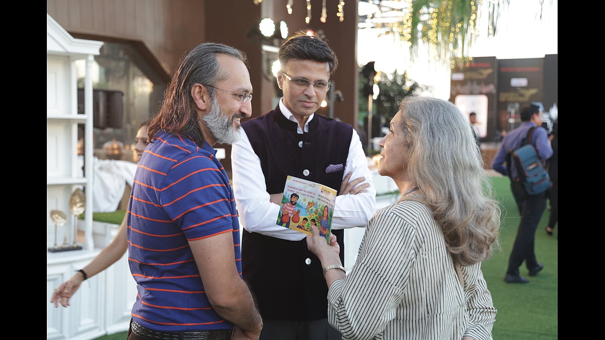 Papa CJ, comedian and performance artist, with Abhishek Karnani and Amy Fernandes, co-director, LiteratureLive, The Mumbai LitFest