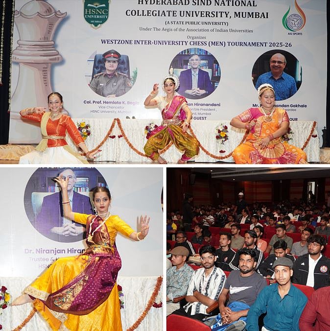 Cultural performances enthrall the audience at the opening ceremony of the AIU West Zone Inter University Chess (Men’s) Championship 2025-26 at HSNC University, Mumbai