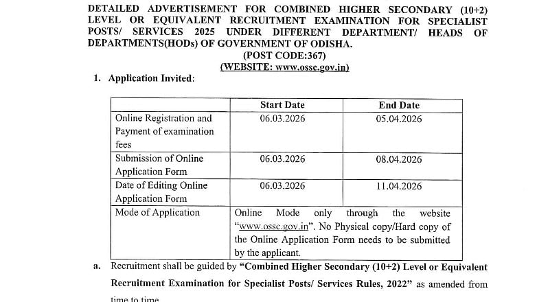 OSSC CHSL Recruitment 2026: Application Window For 124 Group B, C Posts Begins Tomorrow At ossc.gov.in; Selection Via Prelims, Mains 