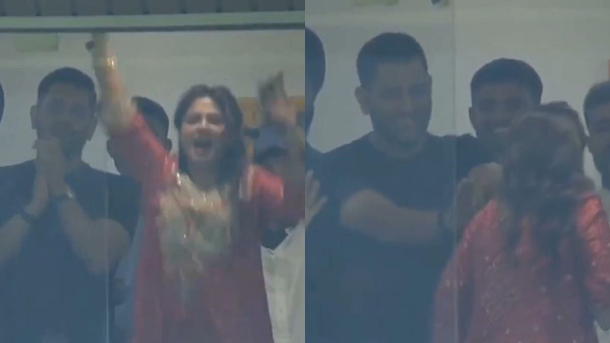 VIDEO: MS Dhoni Asks Wife Sakshi To Calm Down After She Jumps In Excitement During IND VS ENG T20 WC26 Semi-Final - Here's Why