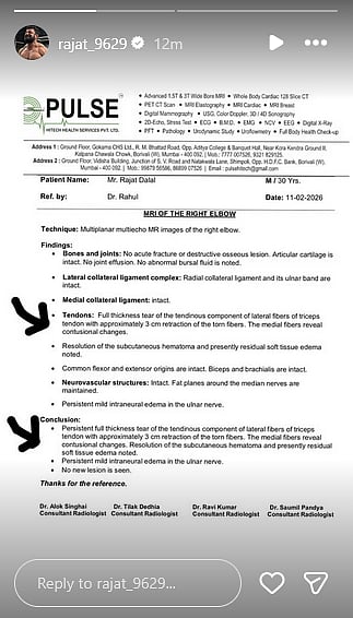 Rajat Dalal medical report