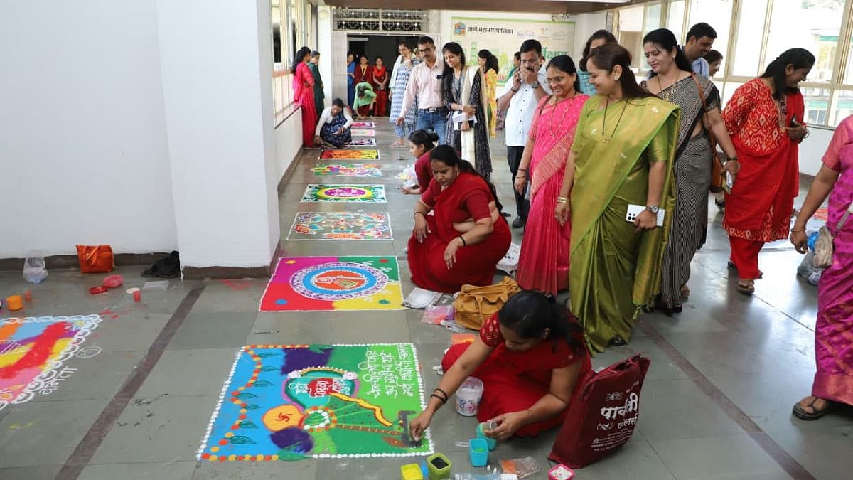 Female staff members of Thane Municipal Corporation participate in cultural contests including rangoli, mehndi and essay writing organised ahead of International Women’s Day 2026 celebrations | File Photo