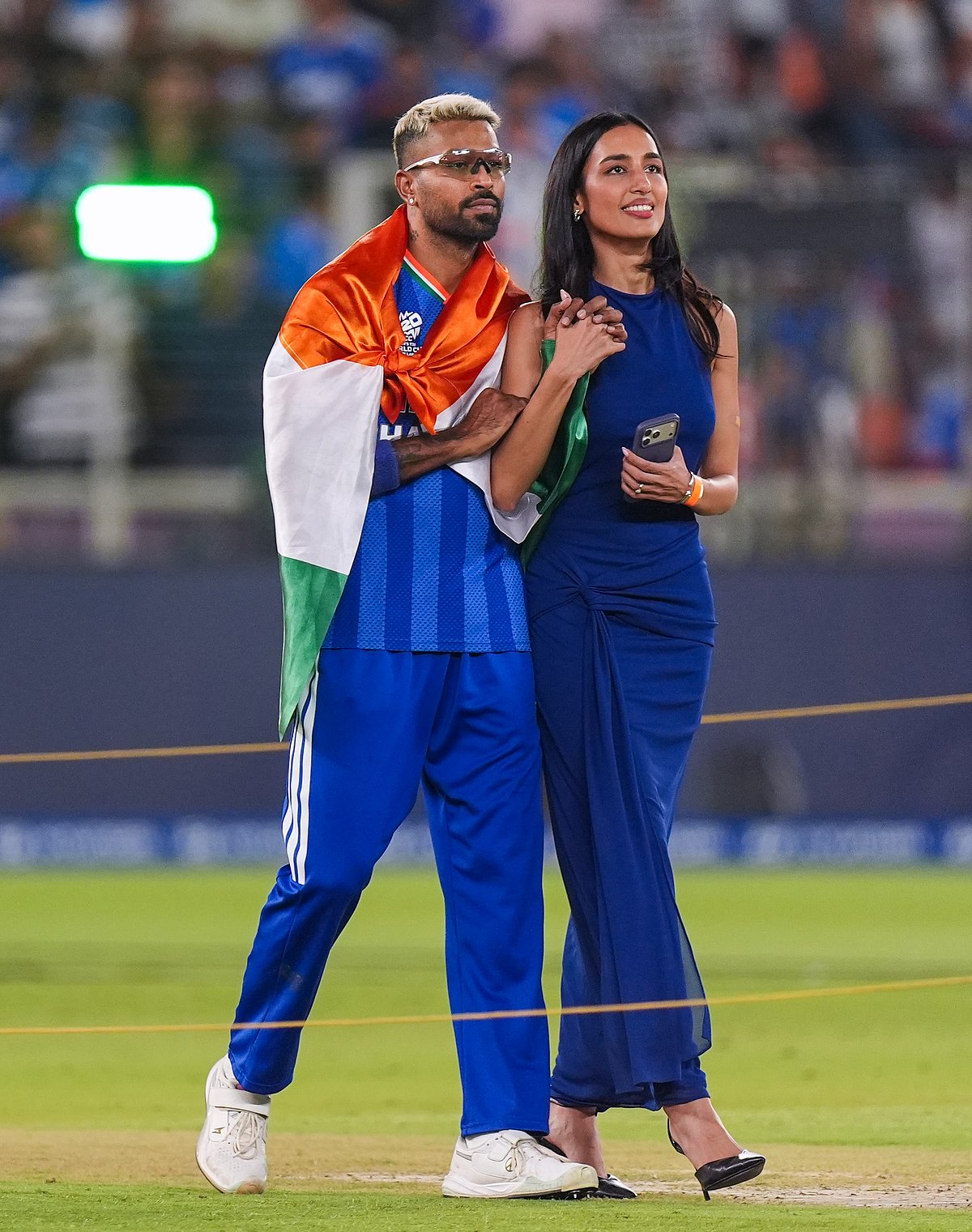 Hardik Pandya and Mahieka Sharma during T20 World Cup final